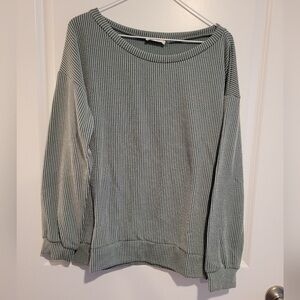 Blumin Olive Green Ribbed Long Sleeve Top